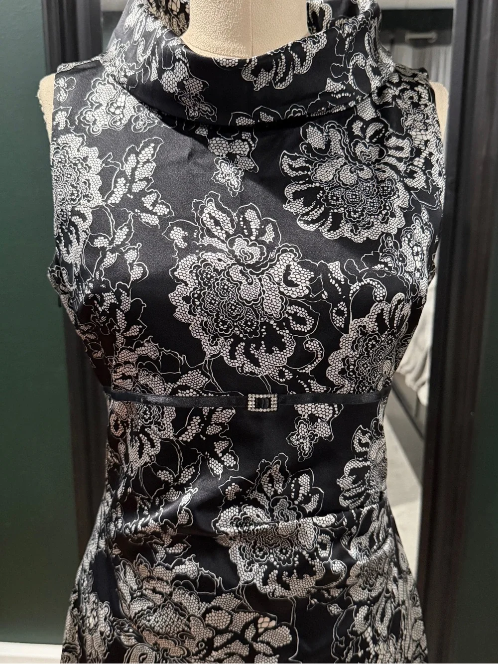 Karen Millen Black and Silver Floral Dress